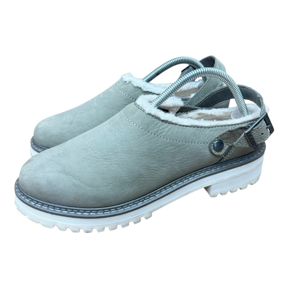 L.L. Bean Womens size 10 Camden Hill Clogs M Green Wool Nubuck Leather